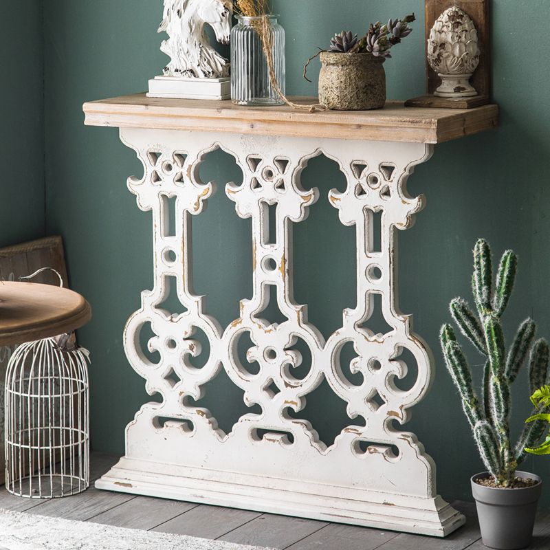 French Country Console Table Distressed Wood Accent Table for Hall