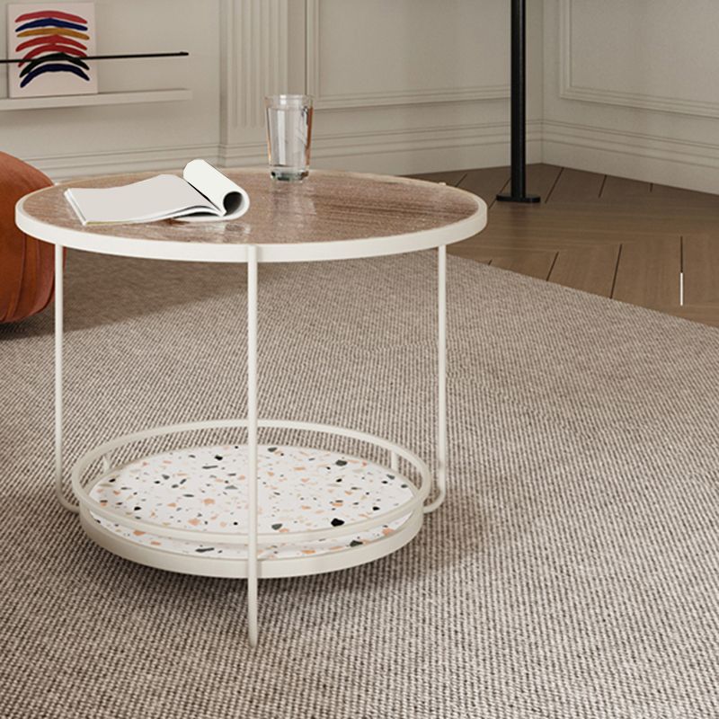 Round Minimalist Coffee Table Glass Top Steel Coffee Table for Living Room Clearhalo 'Coffee & Accent Tables' 'Coffee Tables' 'coffee_tables' 'furn' 'furn_coffee_tables' 'Furniture' 'Living Room Furniture' 1200x1200_88f49ab9-0788-46a6-b669-e38cfe4d7c36