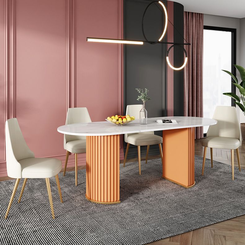 Contemporary Freeform Dining Table Sintered Stone Table with Double Pedestal Base Clearhalo ' dining_table' 'Dining Tables & Seating' 'Dining Tables' 'furn' 'furn_dining_table' 'Furniture' 'furniture_dining_table' 'Kitchen & Dining Furniture' 'kitchen&dining_furn' 'kitchen' 'kitchen_dining_table' 1200x1200_88f5de18-1ae8-4367-acc2-96baece89586
