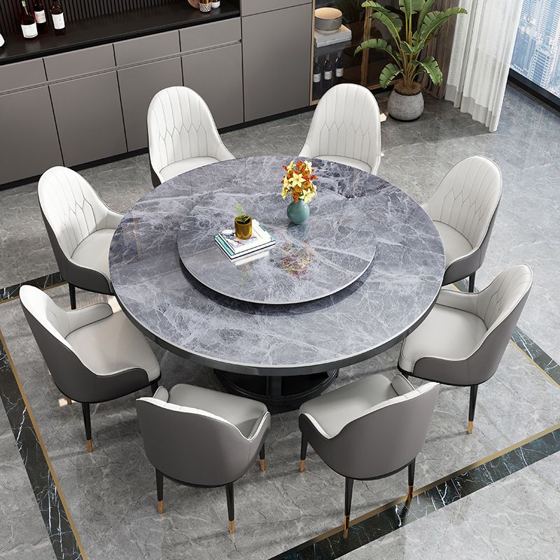 Round Stone Turntable Table Minimalist Furniture with Pedestal Base Clearhalo 'Dining Tables & Seating' 'Dining Tables' 'dining_table' 'furn' 'furn_dining_table' 'Furniture' 'Kitchen & Dining Furniture' 1200x1200_88f6244d-d070-468b-b21a-ee2193122989