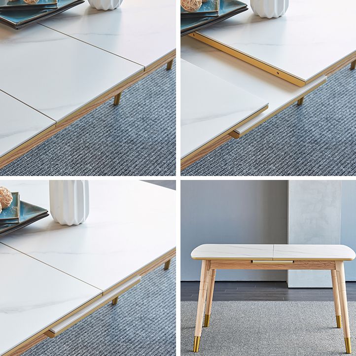 Rectangle 4 Legs Luxury Table White Extendable Table with Sintered Stone Clearhalo ' dining_table' 'Dining Tables & Seating' 'Dining Tables' 'furn' 'furn_dining_table' 'Furniture' 'furniture_dining_table' 'Kitchen & Dining Furniture' 'kitchen&dining_furn' 'kitchen' 'kitchen_dining_table' 1200x1200_88f6b60f-1326-4446-b50e-9f0cd2a4b4f0