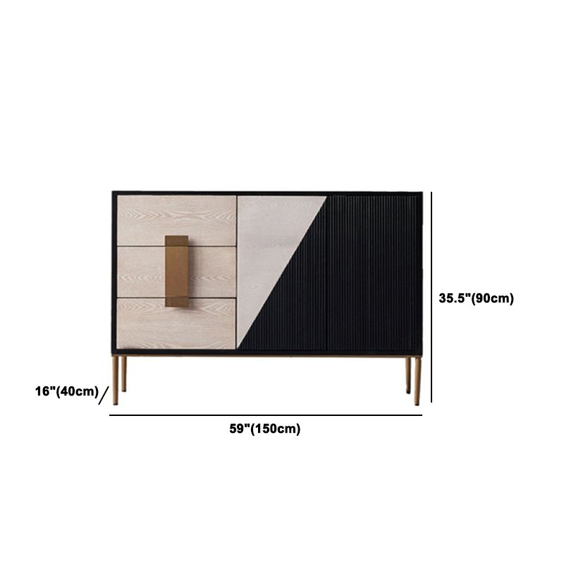 Glam -stijl dressoir houten dressoir met metalen benen voor woonkamer