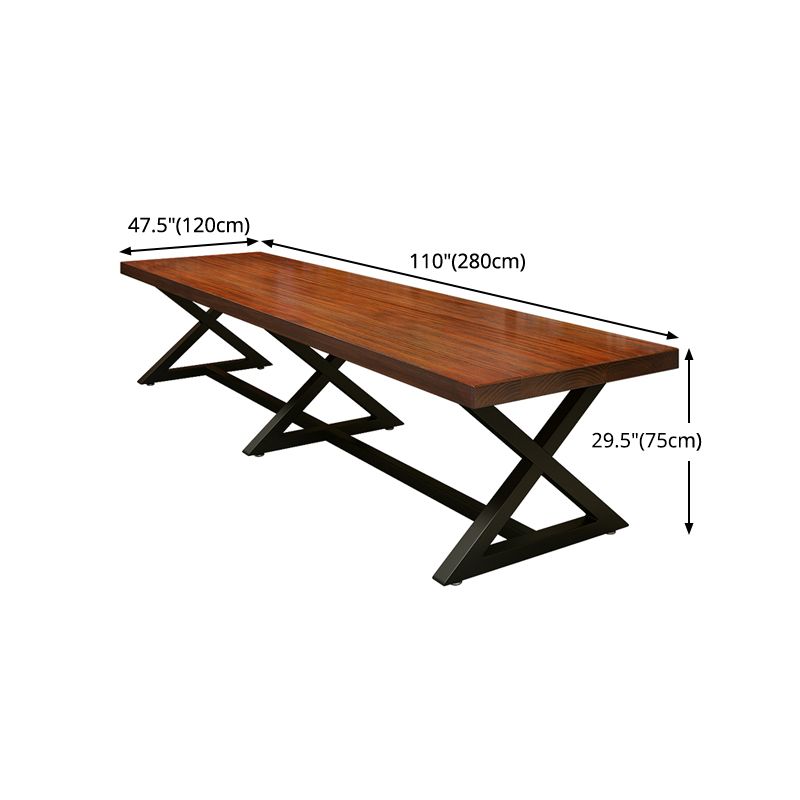 Industrial Pine Wood Table for Restaurant Rectangle Dining Table with Trestle Base Clearhalo ' dining_table' 'Dining Tables & Seating' 'Dining Tables' 'furn' 'furn_dining_table' 'Furniture' 'furniture_dining_table' 'Kitchen & Dining Furniture' 'kitchen&dining_furn' 'kitchen' 'kitchen_dining_table' 1200x1200_88f76e5c-2659-4b74-ba61-5665cd844e60