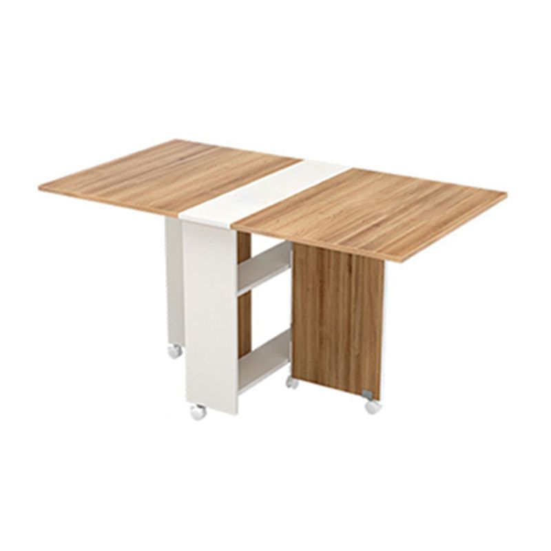 Modern Folding Dining Table Rectangle Wooden Tabletop with Storage Clearhalo 'Dining Tables & Seating' 'Dining Tables' 'dining_table' 'furn' 'furn_dining_table' 'Furniture' 'Kitchen & Dining Furniture' 1200x1200_88fa8f04-add8-4de3-a349-1bddf5d4d341
