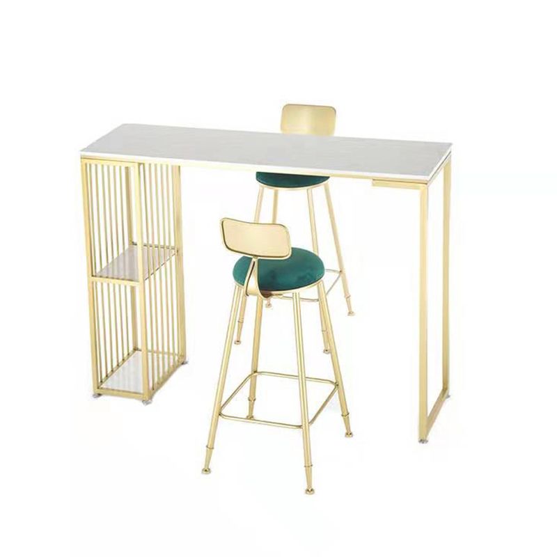 Modern White Marble Table with Rectangle Table Top Sled Table - 42" H Clearhalo 'Bar Furniture' 'Bar Tables' 'bar_tables' 'furn' 'furn_bar_tables' 'Furniture' 'furniture_bar_tables' 'Kitchen & Dining Furniture' 1200x1200_88facab3-71c1-48d6-ad3c-7d9545e80bf5