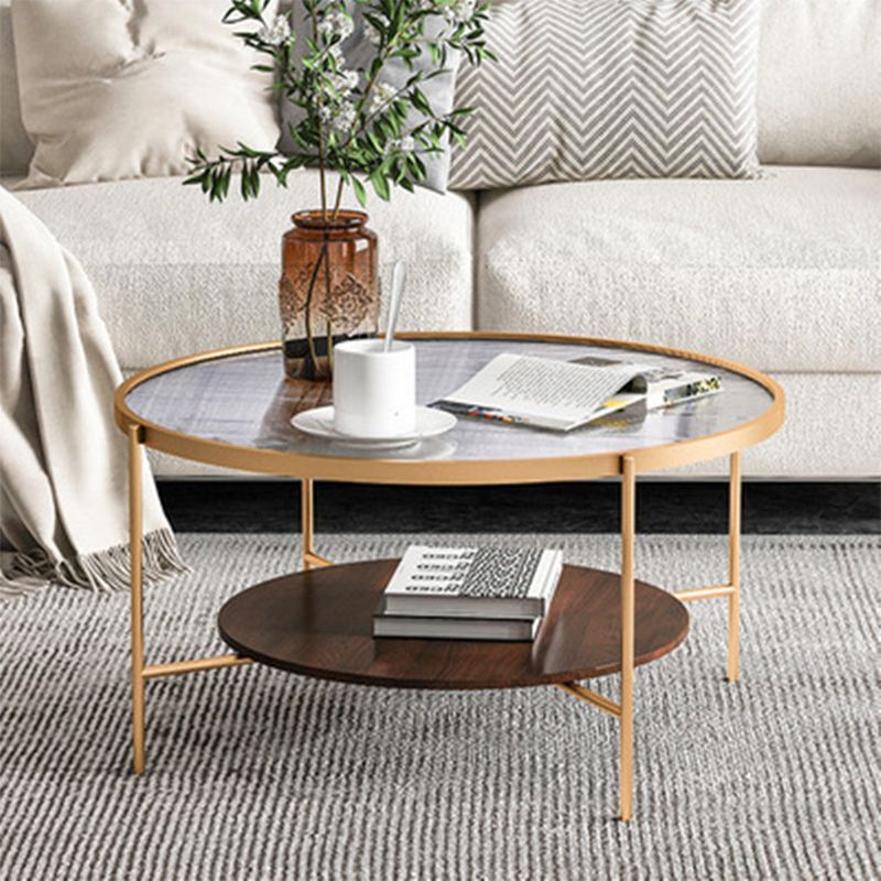 Contemporary 3 Legs Glass with Storage Shelf Round Single Coffee Table Clearhalo 'Coffee & Accent Tables' 'Coffee Tables' 'coffee_tables' 'furn' 'furn_coffee_tables' 'Furniture' 'Living Room Furniture' 1200x1200_88fe28b5-d6f6-4cbd-8c00-35fc0355a73e