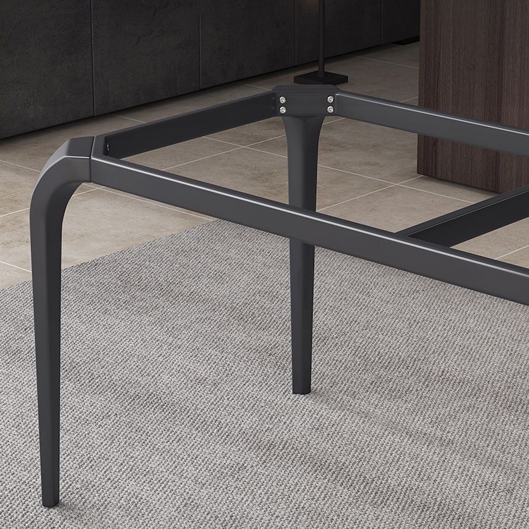 Rectangle Industrial Dining Table Black Sintered Stone Fixed Table Clearhalo 'Dining Tables & Seating' 'Dining Tables' 'dining_table' 'furn' 'furn_dining_table' 'Furniture' 'Kitchen & Dining Furniture' 1200x1200_890115c0-b5c5-4f7d-b90d-8d4eeb558286