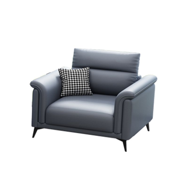 Dark Gray Faux Leather Sofa Stain-Resistant Pillow Top Arm Sectional Clearhalo 'furn' 'furn_sectionals' 'Furniture' 'furniture_sectionals' 'Living Room Furniture' 'Sectionals' 1200x1200_8901b93d-f3a6-4b27-a1ad-0f4df1b67197
