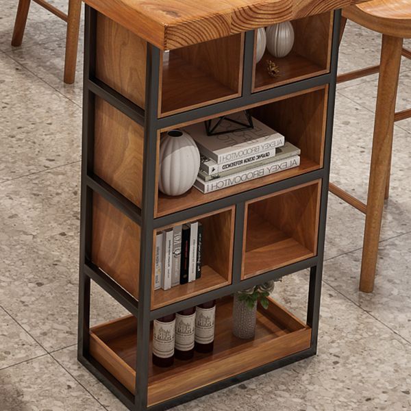 Tavolo da pranzo a barre di legno rettangolo tavolo da bar moderno con base a slitta