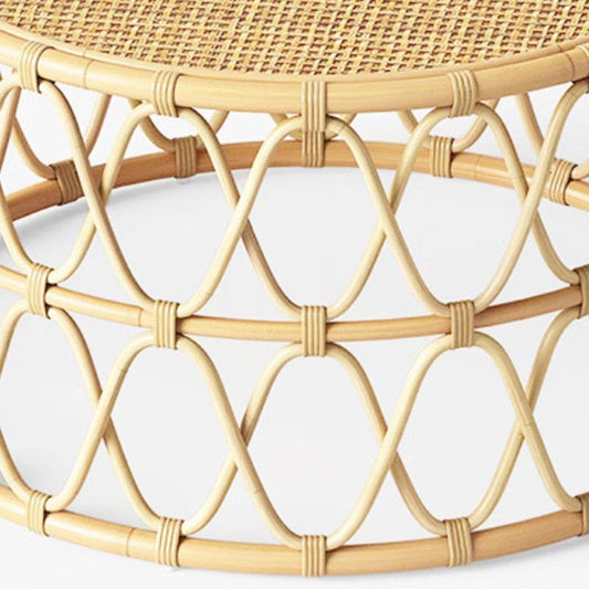 Scandinavian Round Cocktail Table with Wicker Base Natural/Black Clearhalo 'Coffee & Accent Tables' 'Coffee Tables' 'coffee_tables' 'furn' 'furn_coffee_tables' 'Furniture' 'Living Room Furniture' 1200x1200_8902cbb1-de96-4f1f-b330-eabca5f540b3