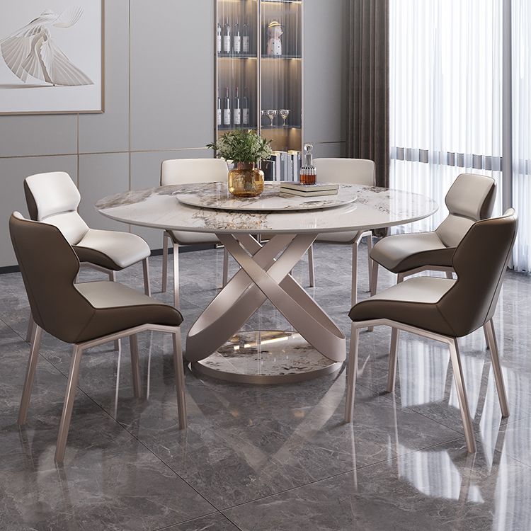Nordic Glam Sintered Stone Round Table Set 1/4/5/7 Pieces Dining Set for Kitchen Clearhalo 'Dining Room Sets' 'Dining Tables & Seating' 'dining_room_set' 'furn' 'furn_dining_room_set' 'Furniture' 'Kitchen & Dining Furniture' 1200x1200_8902cd4c-bb4b-4652-b6b7-9acc2a496840