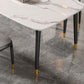 Mesa de comedor rectangular con tapa de piedra, mesa de comedor de cocina estilo Glam con patas negras