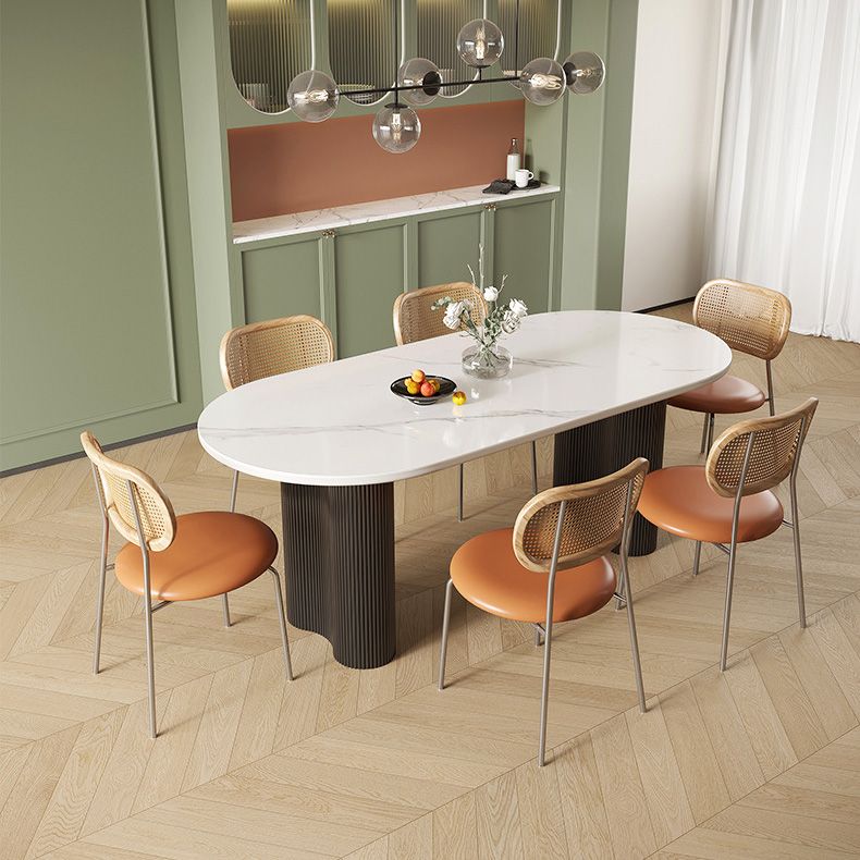 Simplicity Dinette Table Oval Stone Dining Room Table for Dining Room Clearhalo 'Dining Tables & Seating' 'Dining Tables' 'dining_table' 'furn' 'furn_dining_table' 'Furniture' 'Kitchen & Dining Furniture' 1200x1200_8906ec1f-4dad-46d1-b327-b7ea8763610d