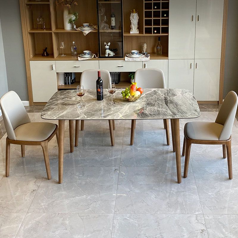 Contemporary Modern Rectangle Stone Table 4 Legs Home Kitchen Dinner Table Clearhalo ' dining_table' 'Dining Tables & Seating' 'Dining Tables' 'furn' 'furn_dining_table' 'Furniture' 'furniture_dining_table' 'Kitchen & Dining Furniture' 'kitchen&dining_furn' 'kitchen' 'kitchen_dining_table' 1200x1200_8907a5c1-6642-4fdc-a250-3a56e124e80b