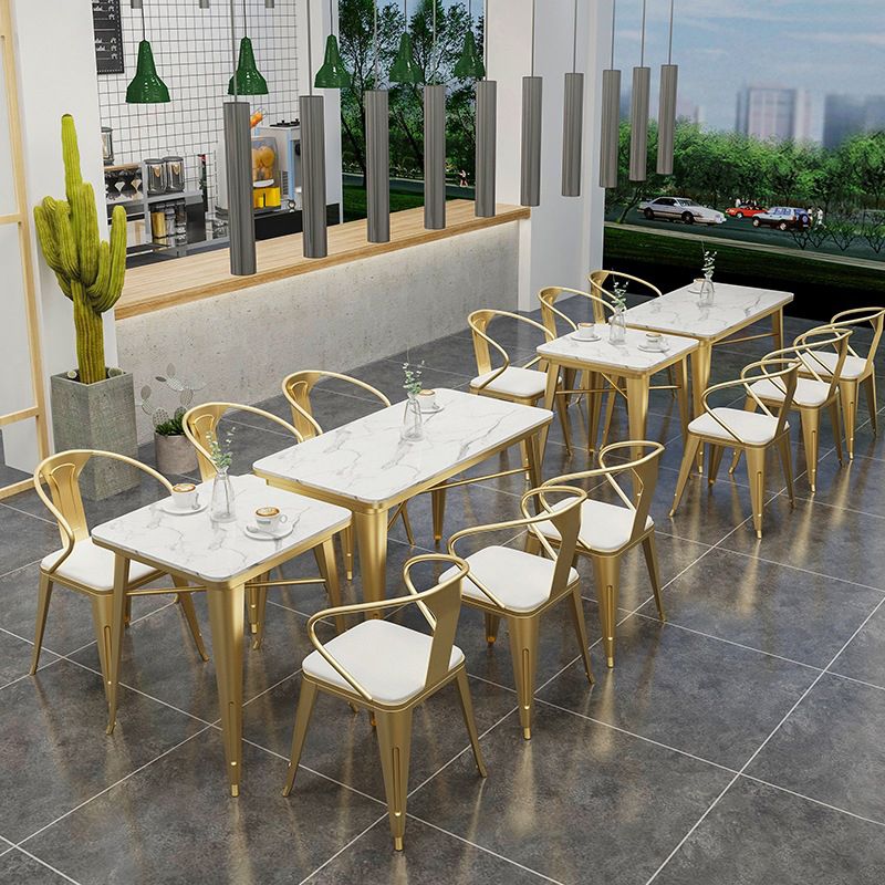 Industrial Dining Table White Sintered Stone Table with Gold Sled Base for Dining Room Clearhalo ' dining_table' 'Dining Tables & Seating' 'Dining Tables' 'furn' 'furn_dining_table' 'Furniture' 'furniture_dining_table' 'Kitchen & Dining Furniture' 'kitchen&dining_furn' 'kitchen' 'kitchen_dining_table' 1200x1200_8908c647-063f-4de2-987d-ccb063d60443