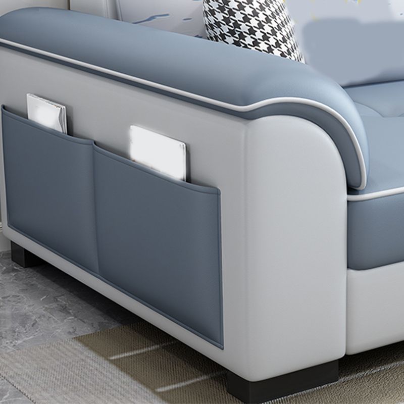 L-Shape Flared Arms Sectional 3-seat Faux Leather Sofa with Storage Clearhalo 'furn' 'furn_sectionals' 'Furniture' 'furniture_sectionals' 'Living Room Furniture' 'Sectionals' 1200x1200_8909e80a-7221-469f-a247-0e47be835f27