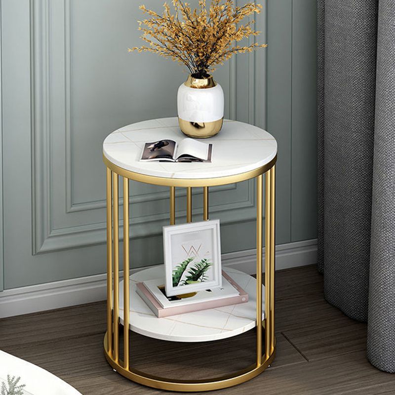 Frame Base Design Gold/ Black Metal Slate Top White Rectangular Side Table Clearhalo 'Coffee & Accent Tables' 'End & Side Tables' 'end_side_tables' 'furn' 'furn_end_side_tables' 'Furniture' 'Living Room Furniture' 1200x1200_890b1c30-18af-49f1-86ee-73e85933c2d2