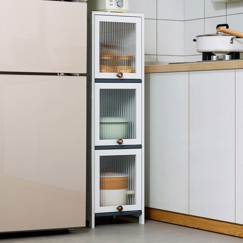 Server da pranzo in stile moderno White Wood Dining Server con porte acriliche