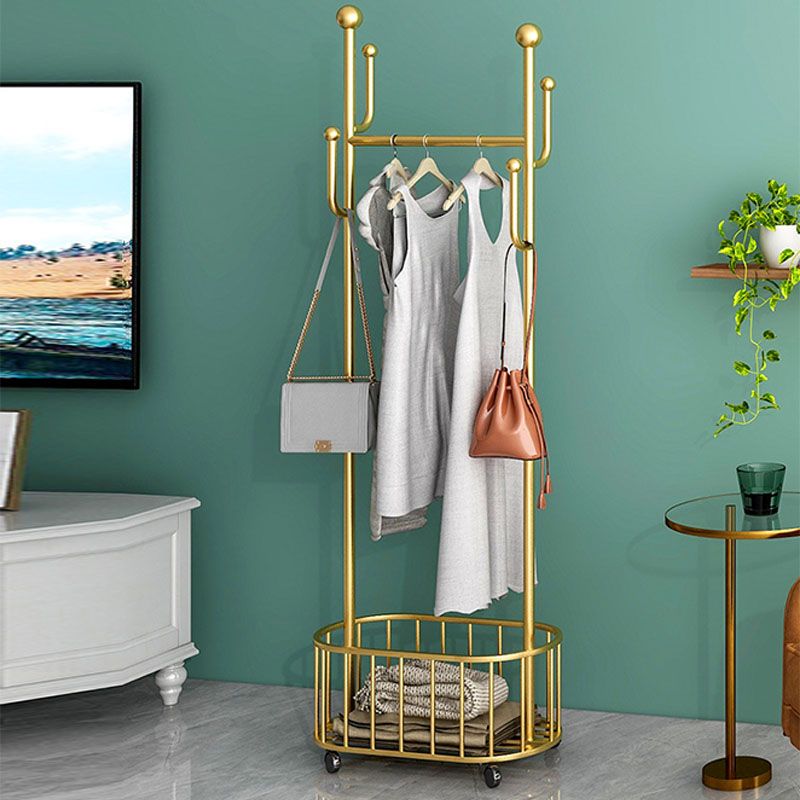 Moderne Metall -Eingangshalle Hall Tree Storage Bench Haken freistehende Kleiderbügel