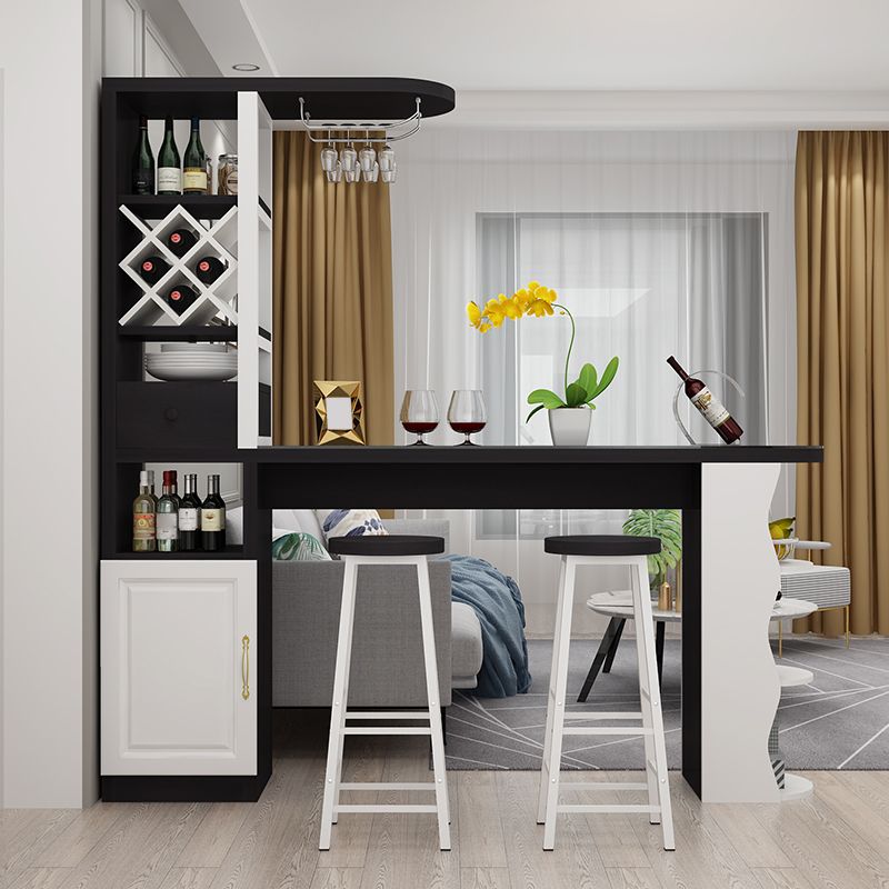 Modern Glass Bar Table Wood Base with Wine Cabinet for Living Room Clearhalo 'Bar Furniture' 'Bar Tables' 'bar_tables' 'furn' 'furn_bar_tables' 'Furniture' 'Kitchen & Dining Furniture' 1200x1200_890e97f2-56d2-44cf-b7fa-6a94d98bebe7