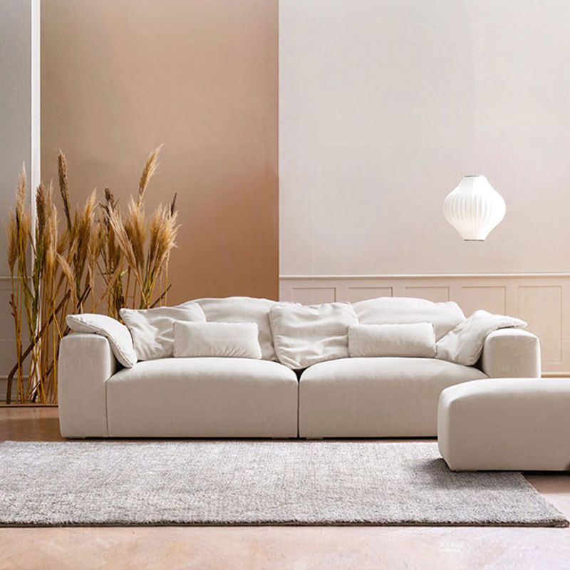 Creamy-White Contemporary Microsuede Tuxedo Arm Sofa for Living Room, Apartment Clearhalo 'furn' 'furn_sofas' 'Furniture' 'furniture_sofas' 'Living Room Furniture' 'Sofa' 'sofas' 1200x1200_890f0357-8eda-4064-b73e-25a71e7db544