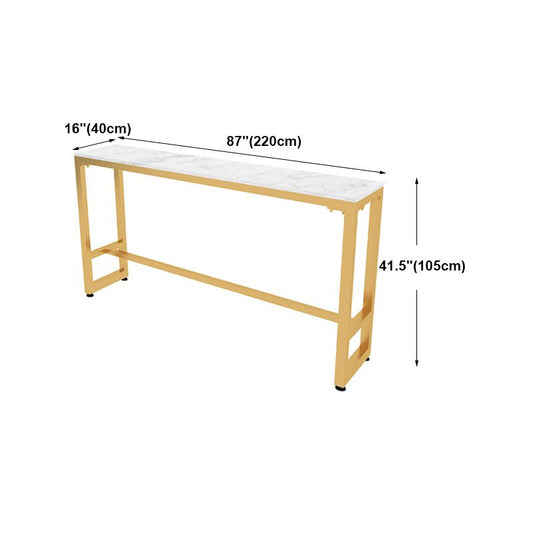 White Glam Style Bar Table in Faux Marble and Metal Milk Tea Shop Bar Table Clearhalo 'Bar Furniture' 'Bar Tables' 'bar_tables' 'furn' 'furn_bar_tables' 'Furniture' 'furniture_bar_tables' 'Kitchen & Dining Furniture' 1200x1200_890f12f3-3d0f-4759-9e1f-c19395eb13d4