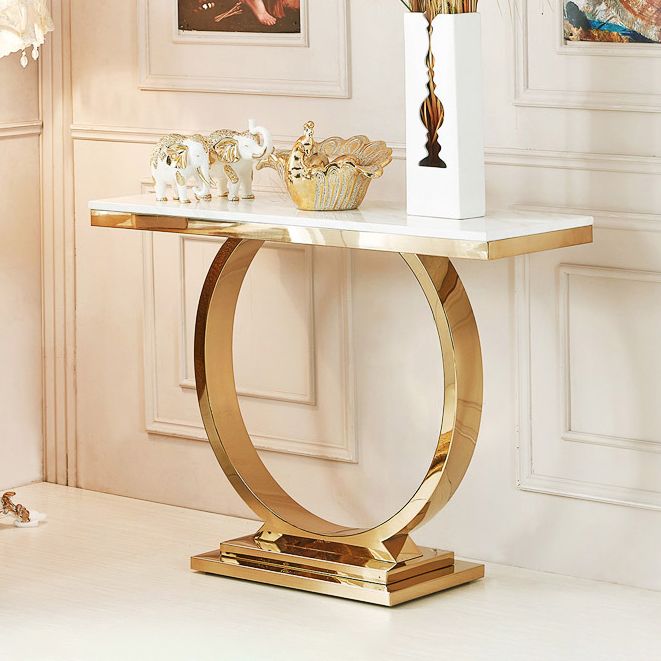 Tabella della console in marmo da 16 "W Tavolo accento resistente alle macchie glam per Hall