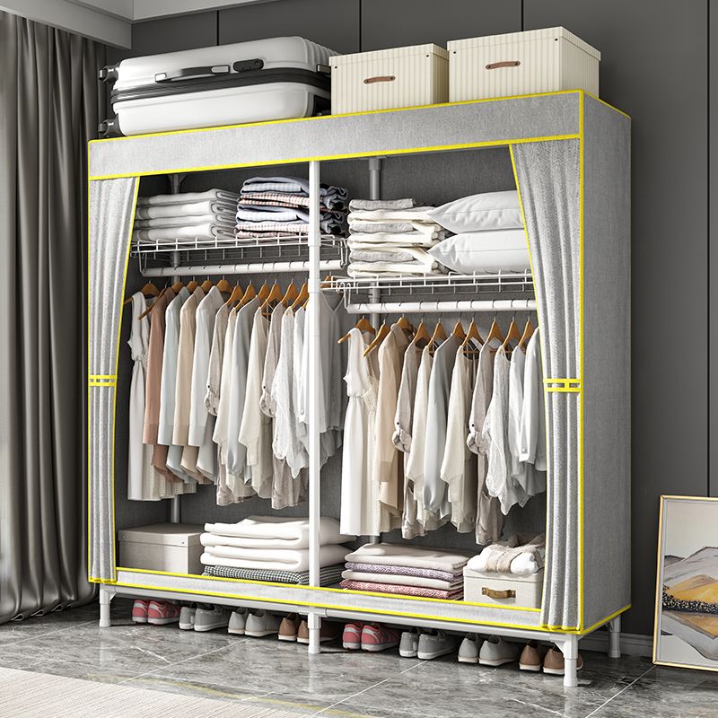 Contemporary Style Wardrobe Steel Wardrobe Closet with Shelves Clearhalo 'Armoires & Wardrobes' 'armoires_wardrobes' 'Bedroom Furniture' 'furn' 'furn_armoires_wardrobes' 'Furniture' 1200x1200_890f3a44-7c87-41ea-ac82-09cb068252e7