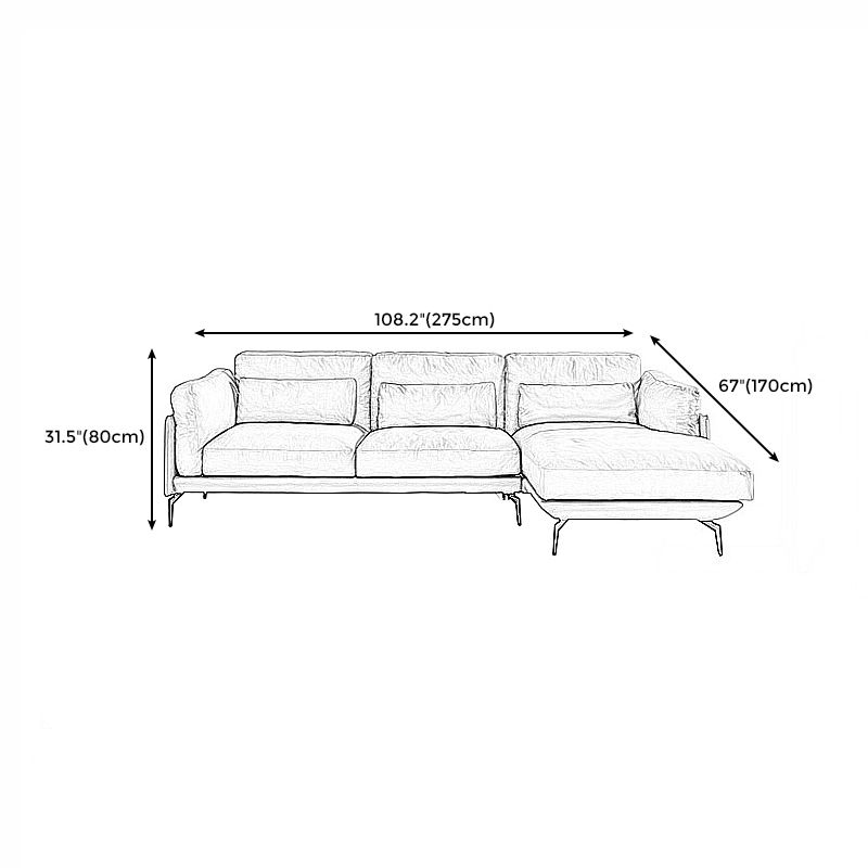 Square Arm Genuine Leather Sofa and Chaise Brown Sectional with Bolster Pillows Clearhalo 'furn' 'furn_sectionals' 'Furniture' 'furniture_sectionals' 'kitchen' 'kitchen_sectionals' 'Living Room Furniture' 'Sectionals' 1200x1200_89105cd3-b927-4542-b968-8cb1fb5059d7