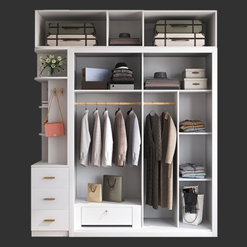 Wit gemanipuleerde houten garderobe armoire moderne schuifdeur garderobe