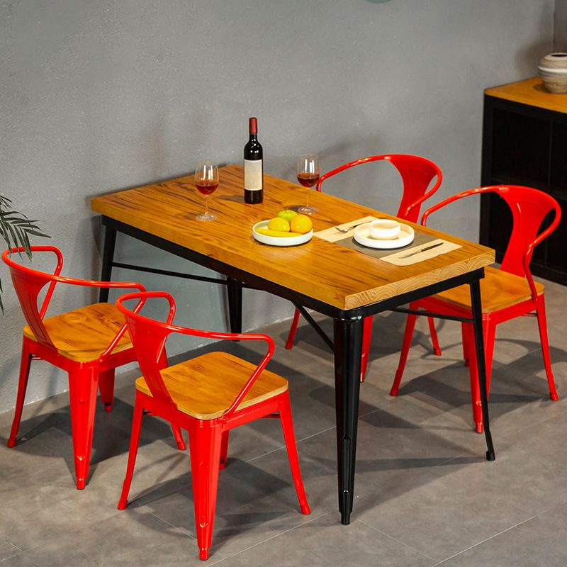 Industrial Dining Chairs Set 1/2/5 Pcs Solid Wood Top Table with Metal Windsor Chairs Clearhalo 'Dining Room Sets' 'Dining Tables & Seating' 'dining_room_set' 'furn' 'furn_dining_room_set' 'Furniture' 'Kitchen & Dining Furniture' 1200x1200_8911c745-a951-4e29-98ce-05ae8dbbb1f8