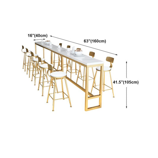 Glam White Marble Counter Table with Rectangle Table Top Gold Trestle Table, Only Table Clearhalo 'Bar Furniture' 'Bar Tables' 'bar_tables' 'furn' 'furn_bar_tables' 'Furniture' 'furniture_bar_tables' 'Kitchen & Dining Furniture' 1200x1200_89120842-f263-4050-b5e2-84f66925988f
