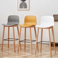 Nordic Backrest Armless Counter Stool Wooden Cafe Bar Stool with Plastic Cushion