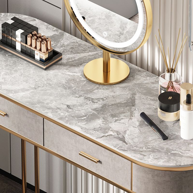 Sgabelli da tavolo da trucco da vanità a 5 cassetti con accento in legno