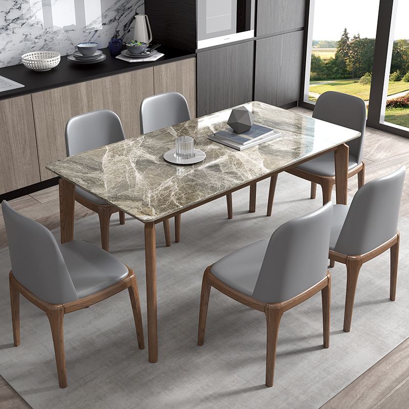 Rectangle Stone Table Modern Standard Height Dining Table with 4 Legs