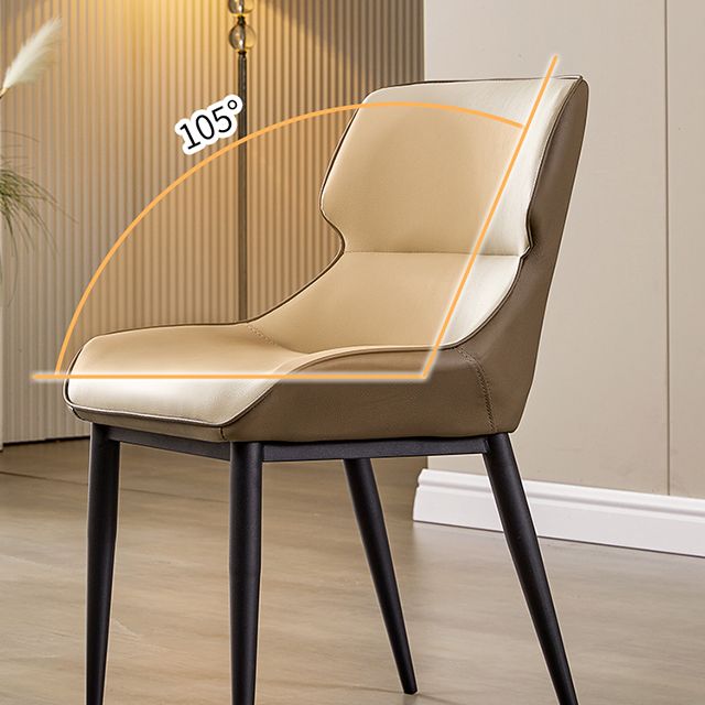 Modern Simple Side Chair Faux Leather Side Dining Chair with Metal Base for Home Use