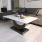 Glam Stone Coffee Table with Steel Pedestal Base and Rectangle Top Clearhalo 'Coffee & Accent Tables' 'Coffee Tables' 'coffee_tables' 'furn' 'furn_coffee_tables' 'Furniture' 'Living Room Furniture' 1200x1200_8916889d-e600-4a61-8a7a-b35a2c811fe3