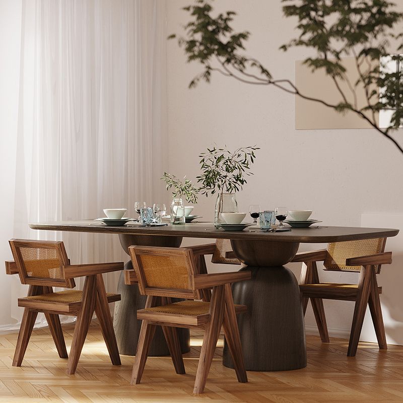 Solid Wood Dining Table in Brown for Restaurant Modern Table with Wooden Base Clearhalo ' dining_table' 'Dining Tables & Seating' 'Dining Tables' 'furn' 'furn_dining_table' 'Furniture' 'furniture_dining_table' 'Kitchen & Dining Furniture' 'kitchen&dining_furn' 'kitchen' 'kitchen_dining_table' 1200x1200_8917996f-aa37-48e2-aae5-71ddd28ae777