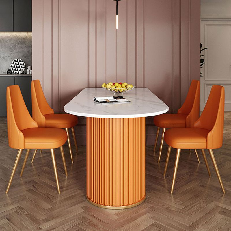 Modern Sintered Stone Dining Table Double Pedestal Table for Dining Room Clearhalo 'Dining Tables & Seating' 'Dining Tables' 'dining_table' 'furn' 'furn_dining_table' 'Furniture' 'Kitchen & Dining Furniture' 1200x1200_8918f013-aa01-44d0-b111-49fb1c4daee7