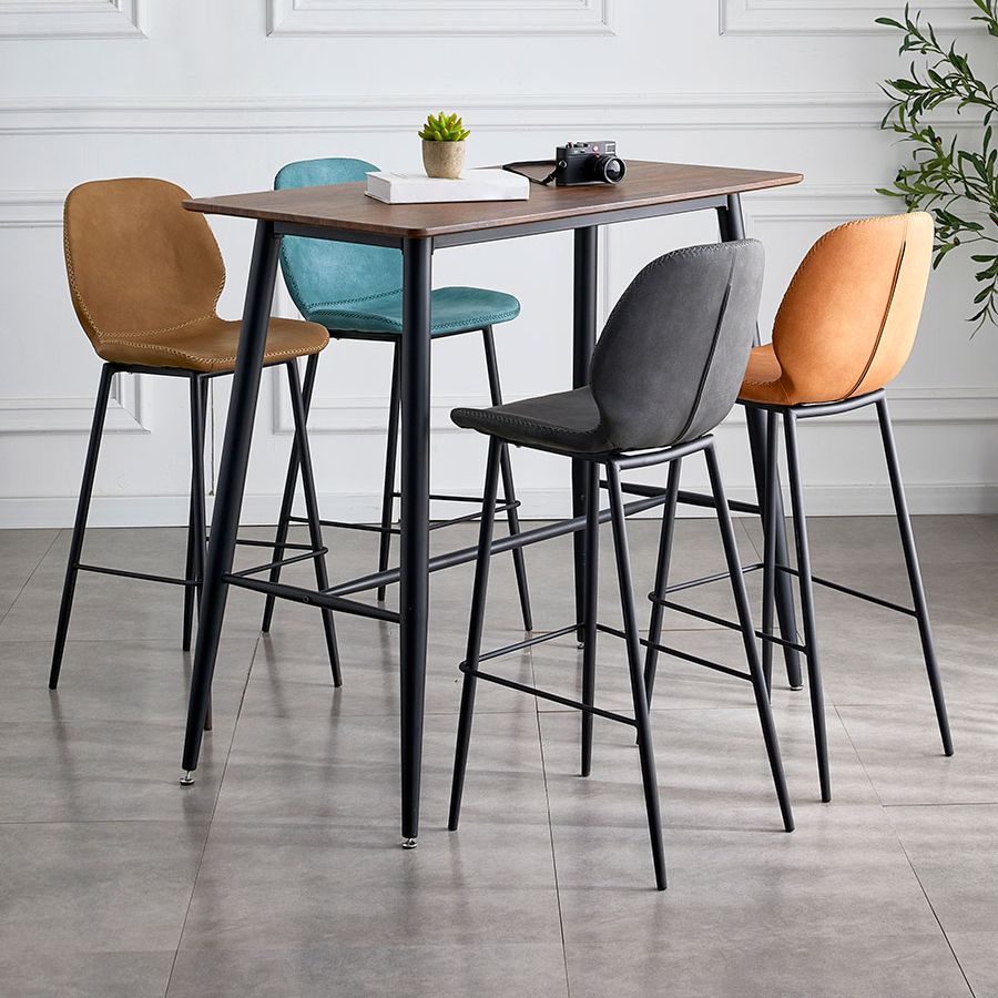 Indoor Modern Leather Bar Stool Low Back Arm-less Counter Stool with Steel Legs Clearhalo 'Bar Furniture' 'Bar Stools' 'bar_stools' 'furn' 'furn_bar_stools' 'furniture_bar_stools' 'Kitchen & Dining Furniture' 'kitchen&dining_furn' 'kitchen' 'kitchen_furn' Furniture' 1200x1200_89197443-c3d5-4407-a40b-8762e1b74b29