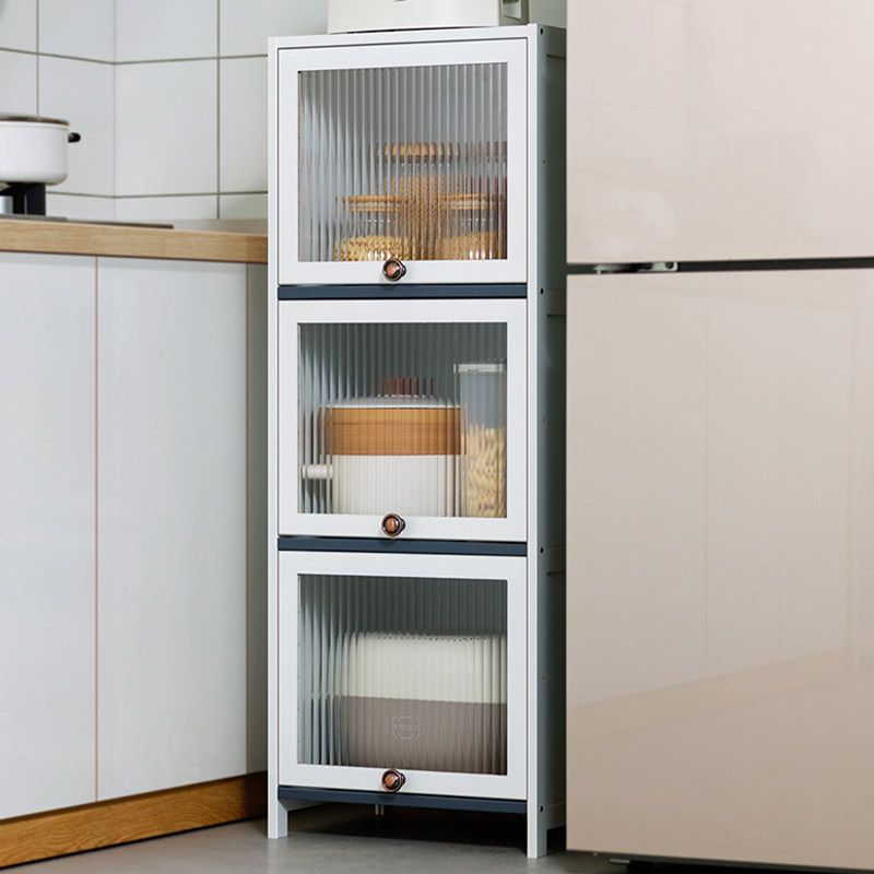 Server da pranzo in stile moderno White Wood Dining Server con porte acriliche