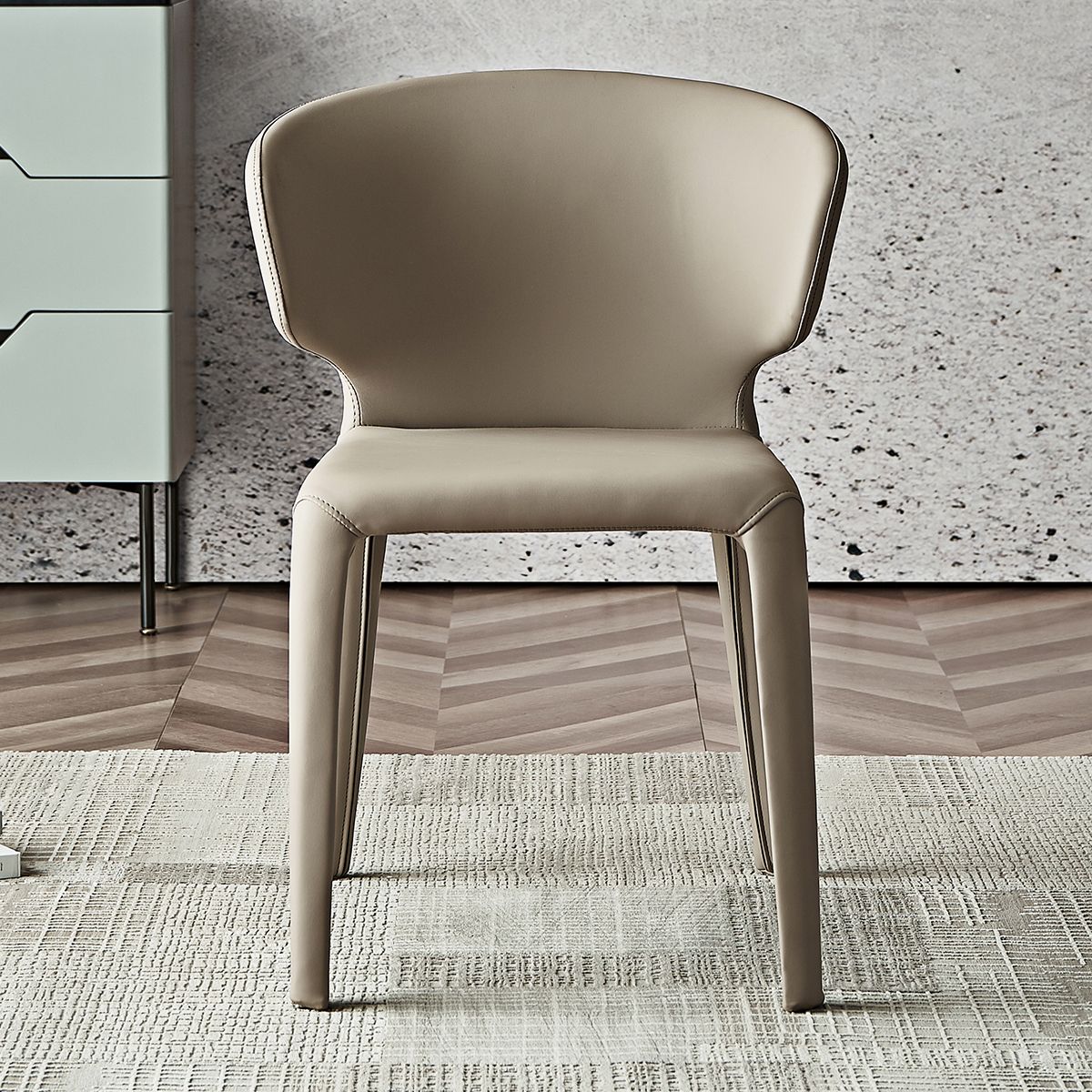 Modern Faux Leather Dining Chair Wingback Side Chair for Home Use Clearhalo ' kitchen&dining_furn' 'Dining Chairs' 'Dining Tables & Seating' 'dining_chair' 'furn' 'furn_dining_chair' 'Furniture' 'furniture_dining_chair' 'Kitchen & Dining Furniture' 'kitchen' 1200x1200_891b2630-510b-4891-b0a6-2225e6326811