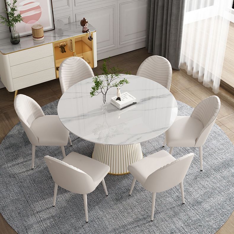 Modern Style Dining Table Round White Sintered Stone Dining Table for Home Use Clearhalo ' dining_table' 'Dining Tables & Seating' 'Dining Tables' 'furn' 'furn_dining_table' 'Furniture' 'furniture_dining_table' 'Kitchen & Dining Furniture' 'kitchen&dining_furn' 'kitchen' 'kitchen_dining_table' 1200x1200_891c88fd-104c-4deb-8498-c84102245c94
