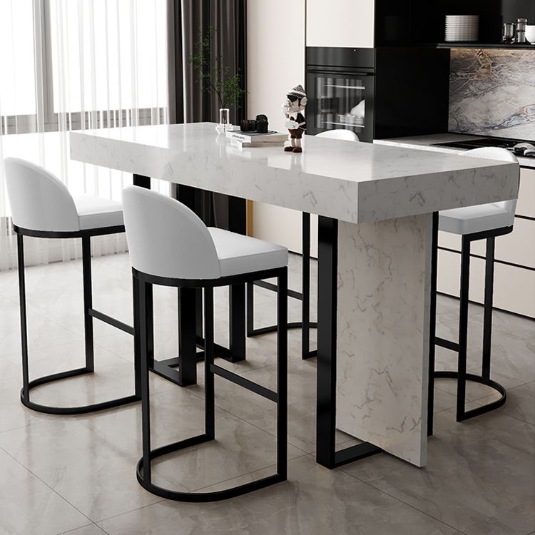 Glam Iron Bar Dining Table with White Stone Top Rectangle Indoor Bistro Table Clearhalo 'Bar Furniture' 'Bar Tables' 'bar_tables' 'furn' 'furn_bar_tables' 'Furniture' 'furniture_bar_tables' 'Kitchen & Dining Furniture' 1200x1200_891d1002-3022-4a52-b1a8-ceae601f03fb