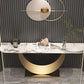 Half Moon Contemporary Console Table in Grey/Gold Stone Console Sofa Table