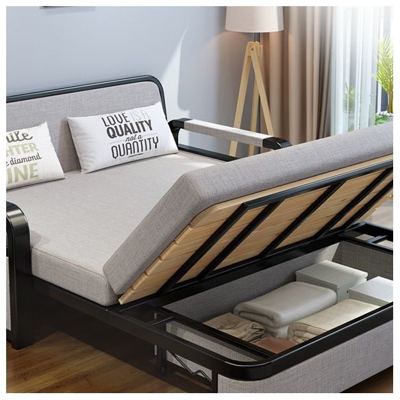 Sofa contemporain de 30 "de large oreiller gris futon inclus canapé-lit de rangement