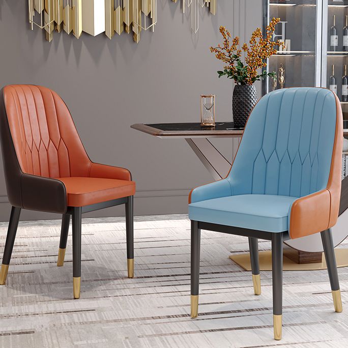 Scandinavian Style Metal Dining Chair Dining Room Upholstered Parsons Armless Chair Clearhalo ' kitchen&dining_furn' 'Dining Chairs' 'Dining Tables & Seating' 'dining_chair' 'furn' 'furn_dining_chair' 'Furniture' 'furniture_dining_chair' 'Kitchen & Dining Furniture' 'kitchen' 1200x1200_8923082e-3013-43e6-ac46-74dedbae650a
