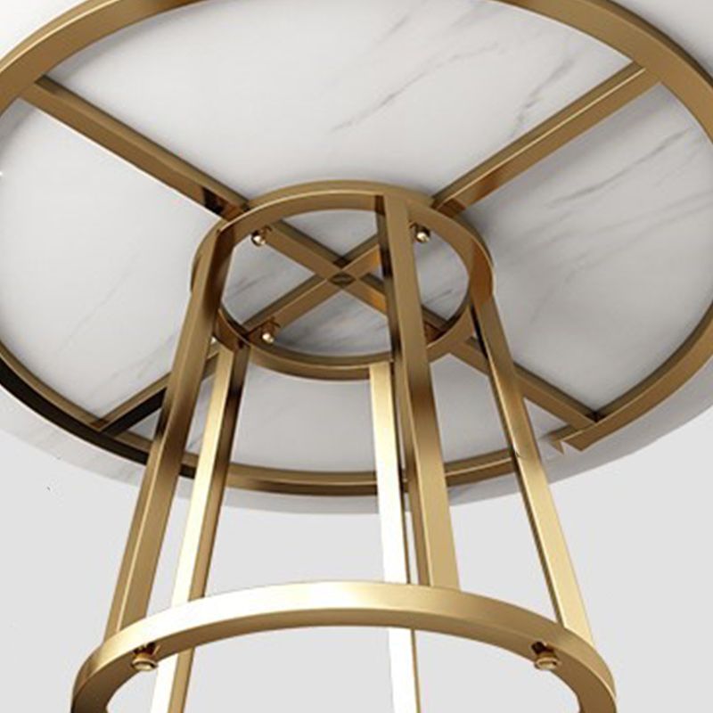 Mesa de comedor de base de hierro negro redondo Mesa de pedestal de piedra moderna