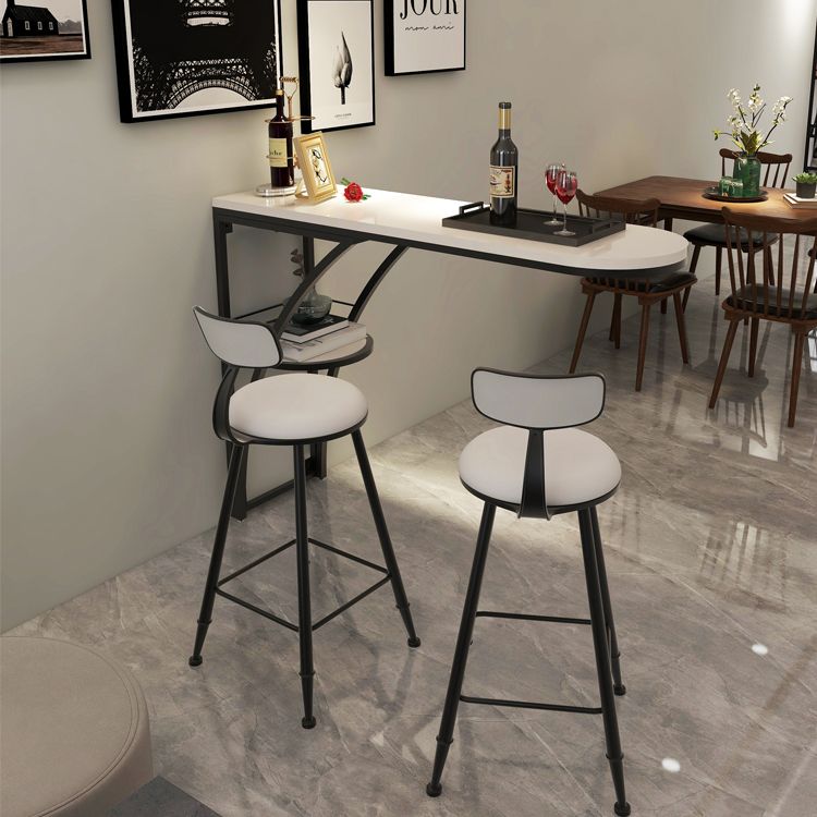 Modern White Wood Bar Table with Specialty Table Top Black Pedestal Table - 42" H Clearhalo 'Bar Furniture' 'Bar Tables' 'bar_tables' 'furn' 'furn_bar_tables' 'Furniture' 'furniture_bar_tables' 'Kitchen & Dining Furniture' 1200x1200_892742e8-ec14-4c47-aff7-7f1062fc1bc0