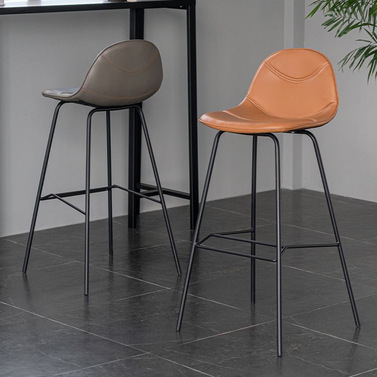 Minimalist Style Leather Counter Stool Low Back Stools with Metal Legs Clearhalo 'Bar Furniture' 'Bar Stools' 'bar_stools' 'furn' 'furn_bar_stools' 'Furniture' 'furniture_bar_stools' 'Kitchen & Dining Furniture' 1200x1200_8927ac41-8b89-41c8-9c16-515bfd5a9759